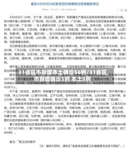 31省区市新增本土确诊56例/31省区市新增确诊5例 本土3例-第2张图片