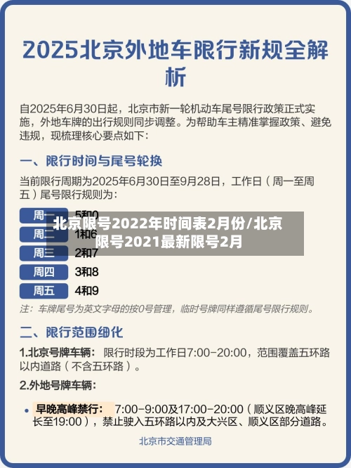 北京限号2022年时间表2月份/北京限号2021最新限号2月
