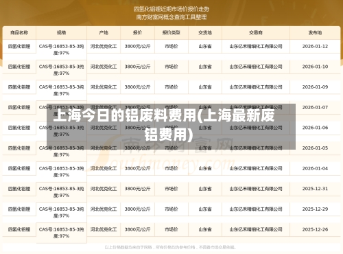 上海今日的铝废料费用(上海最新废铝费用)