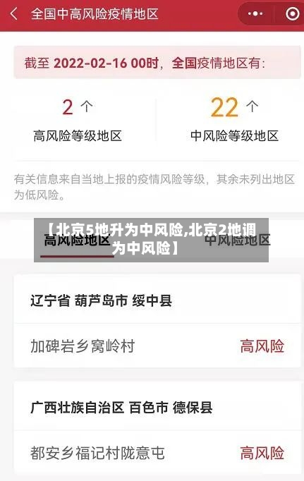 【北京5地升为中风险,北京2地调为中风险】