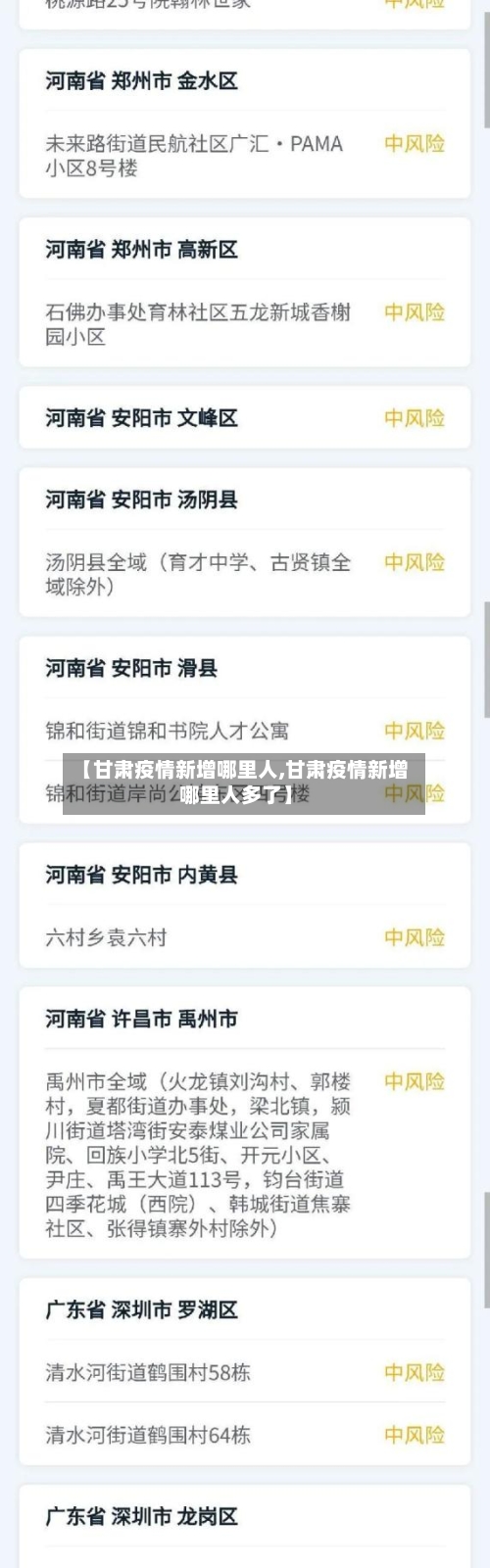 【甘肃疫情新增哪里人,甘肃疫情新增哪里人多了】