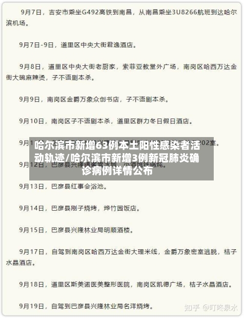 哈尔滨市新增63例本土阳性感染者活动轨迹/哈尔滨市新增3例新冠肺炎确诊病例详情公布-第2张图片