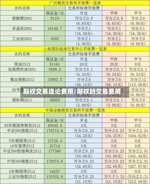期权交易理论费用/期权的交易费用