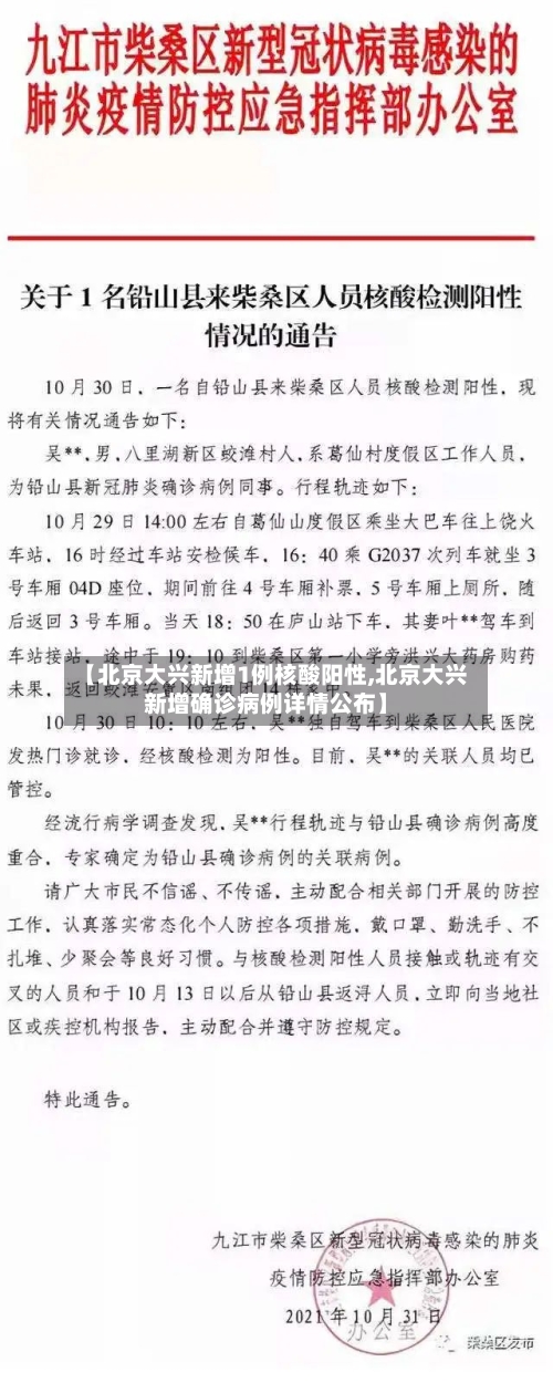 【北京大兴新增1例核酸阳性,北京大兴新增确诊病例详情公布】-第2张图片