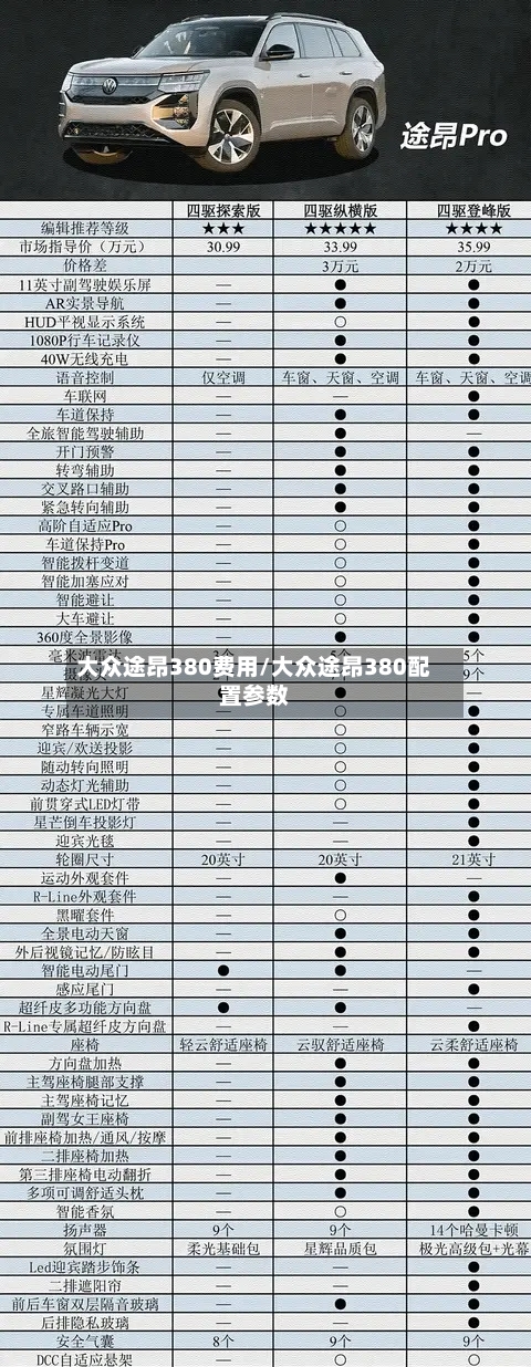 大众途昂380费用/大众途昂380配置参数-第3张图片