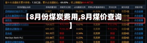 【8月份煤炭费用,8月煤价查询】