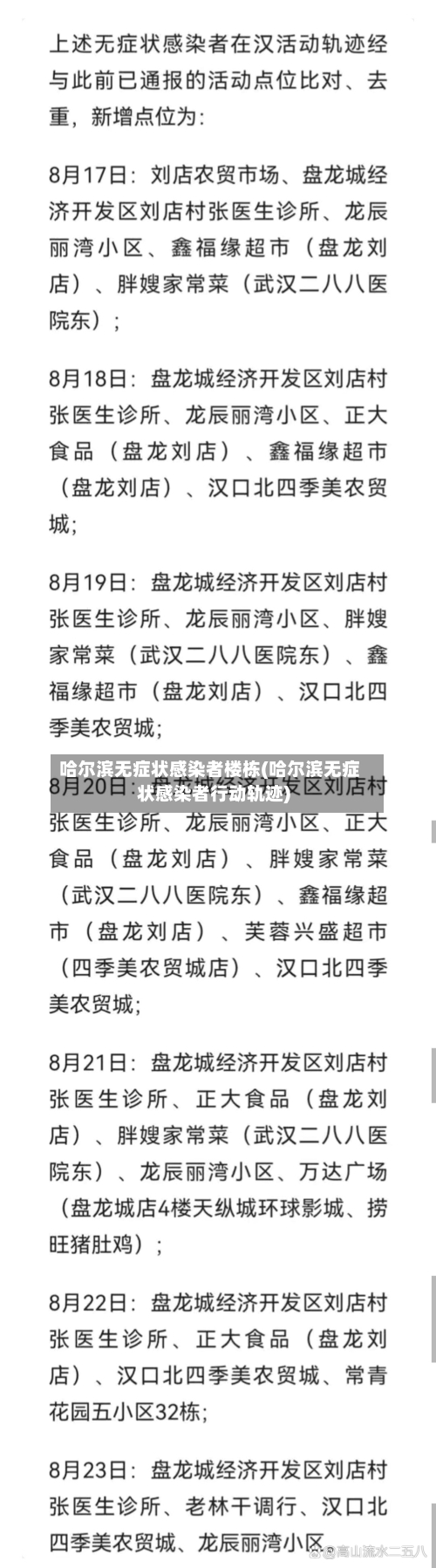 哈尔滨无症状感染者楼栋(哈尔滨无症状感染者行动轨迹)-第2张图片